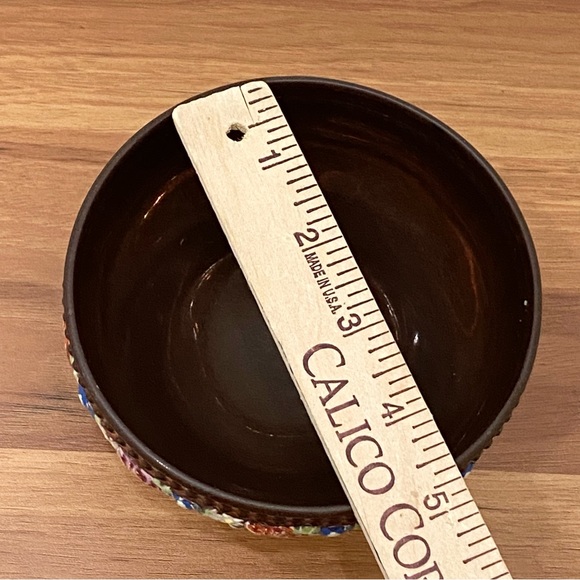 19th Century British Hand Enamelled Relief Molded Floral Band Copper Luster Bowl - Picture 8 of 13